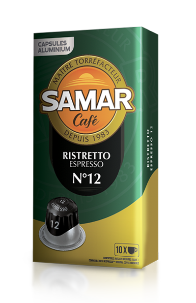 Café Ristretto Espresso N12 de la marque Samar, un café corsé et riche en saveurs pour les amateurs de café fort